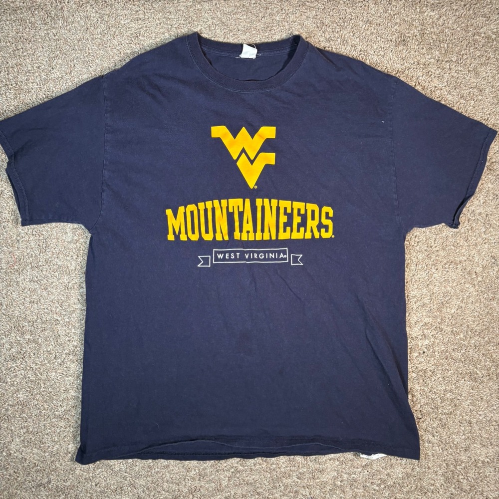 Hanes West Virginia Mountaineers T-Shirt WV Logo‎ Y2K College Graphic Tee XL